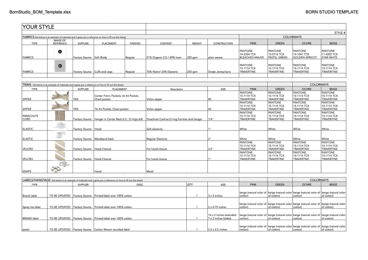 Bill of Materials (BOM) Template