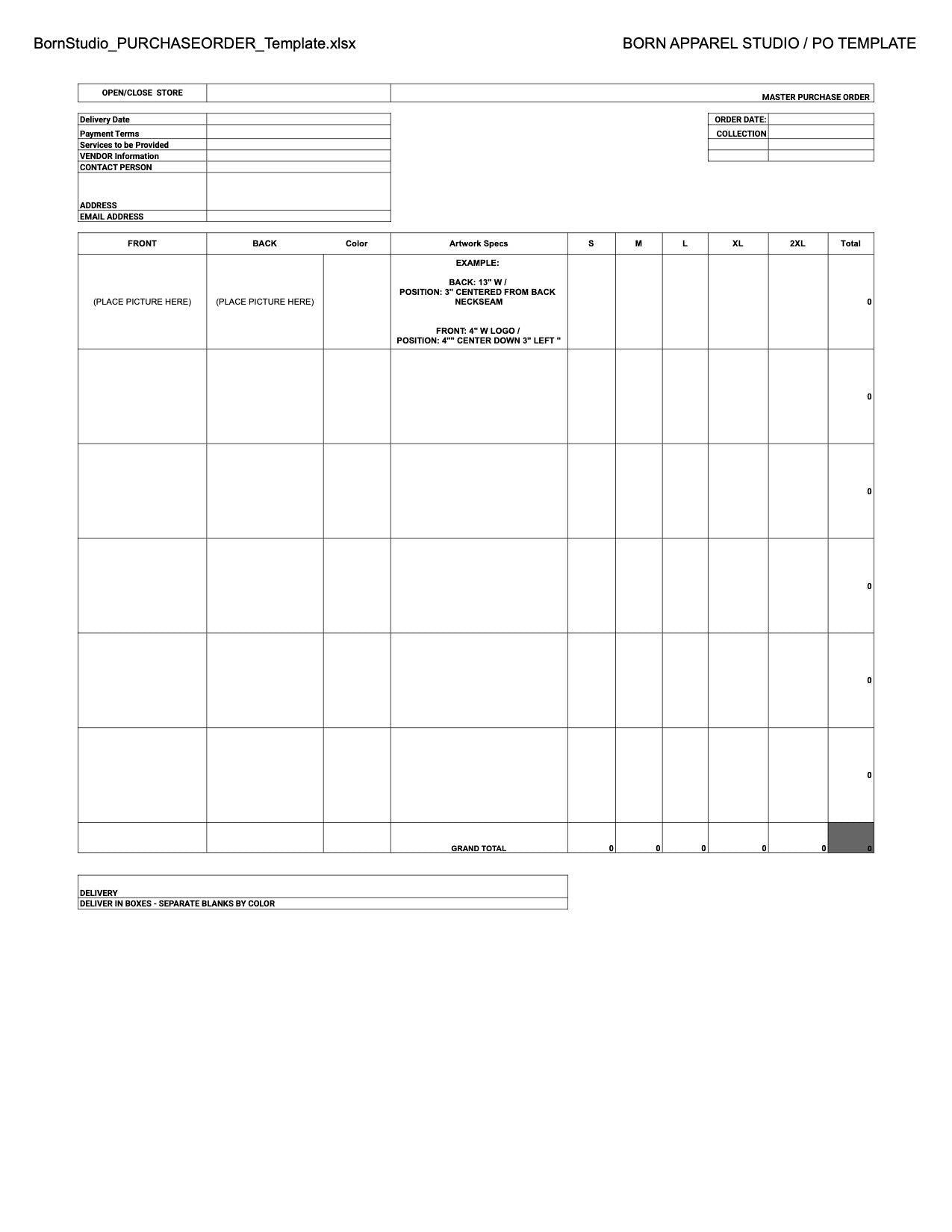 Purchase Order (PO) Template