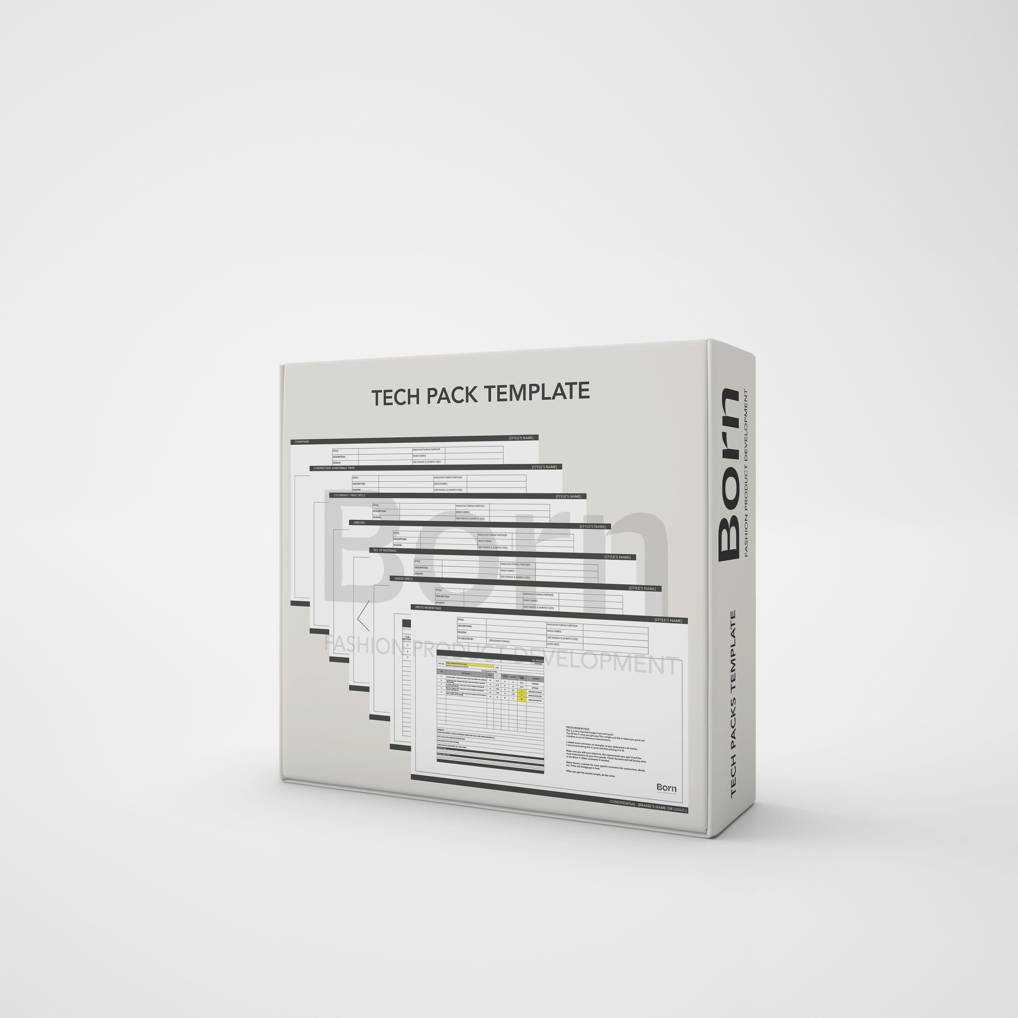 STARTER KIT Tech Pack Template + BONUS: Hoodie Tech Pack, BOM & Measur ...