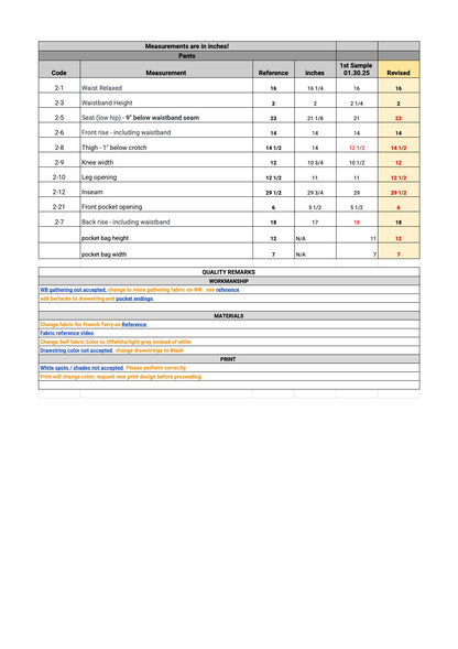 Sample Inspection Template